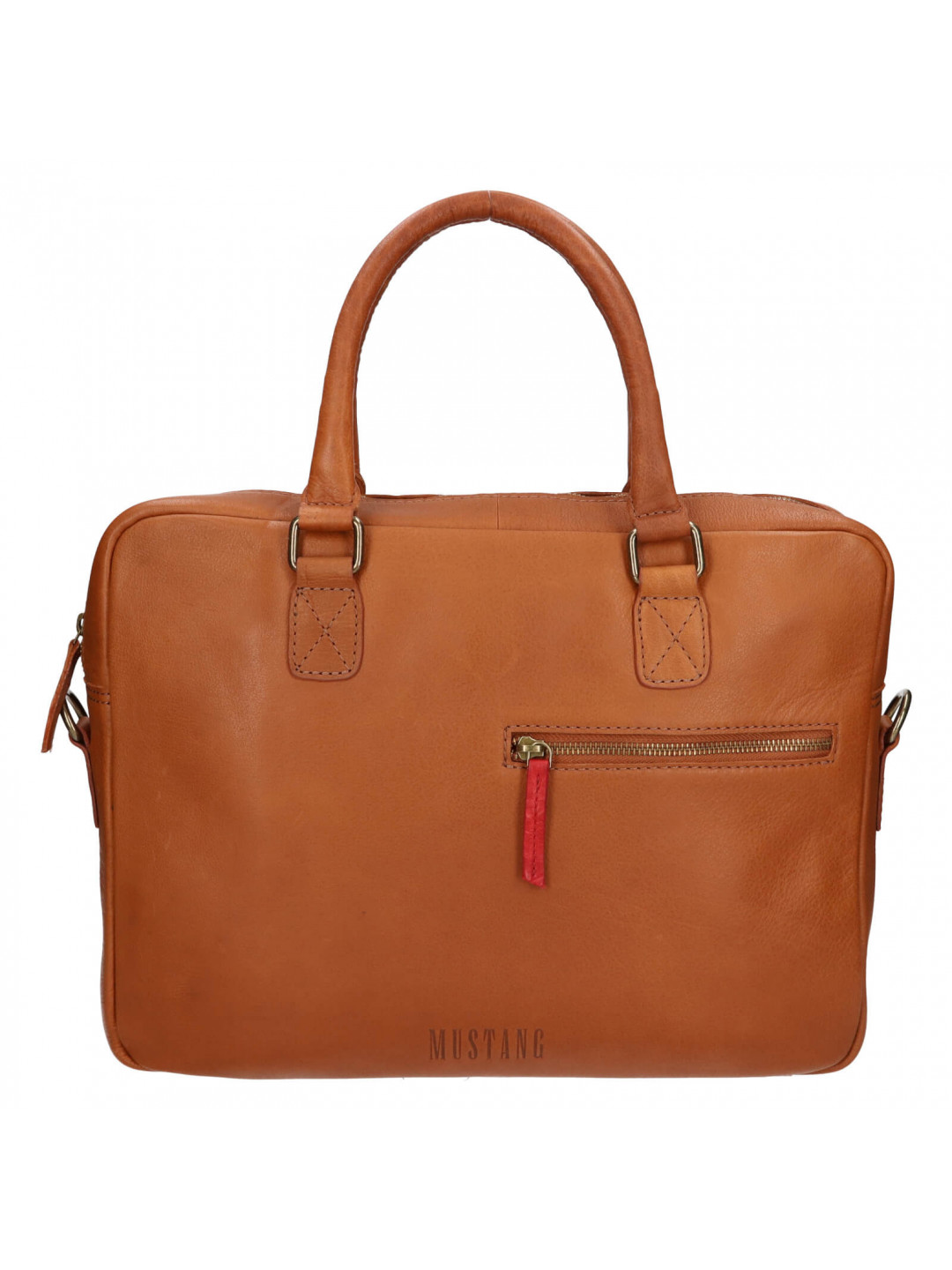 Pánská kožená taška na notebook Mustang Lucius – koňak